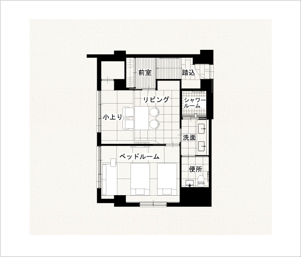 バリアフリーモダン和洋室　客室間取り図