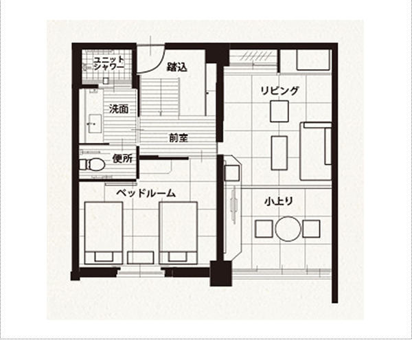 バリアフリーモダン和洋室303号室　客室間取り図