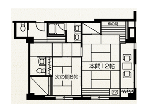 和室12畳＋6畳　客室間取り図