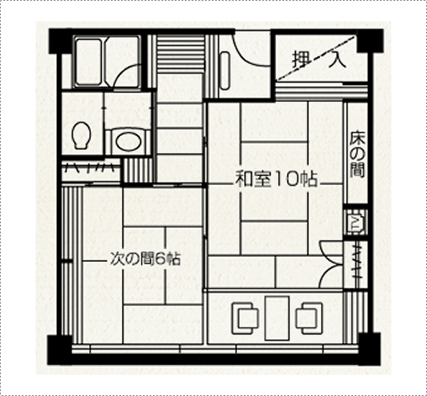 和室10畳＋6畳　客室間取り図